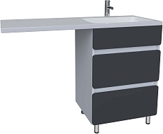 Stella Polare Тумба с раковиной Корделия 120 R под стиральную машину белая/серая матовая